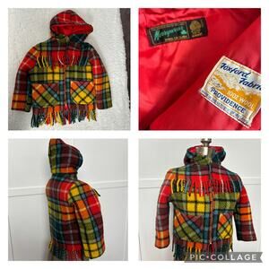 1970's Merrywear plaid fringed wool kids jacket from Ireland apx size 6-8